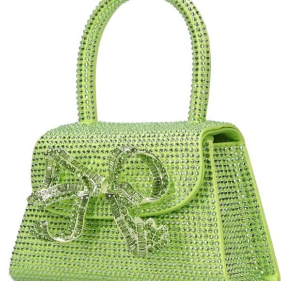 Self portrait mini lime green bow rhinestone bag - Picture 5 of 5